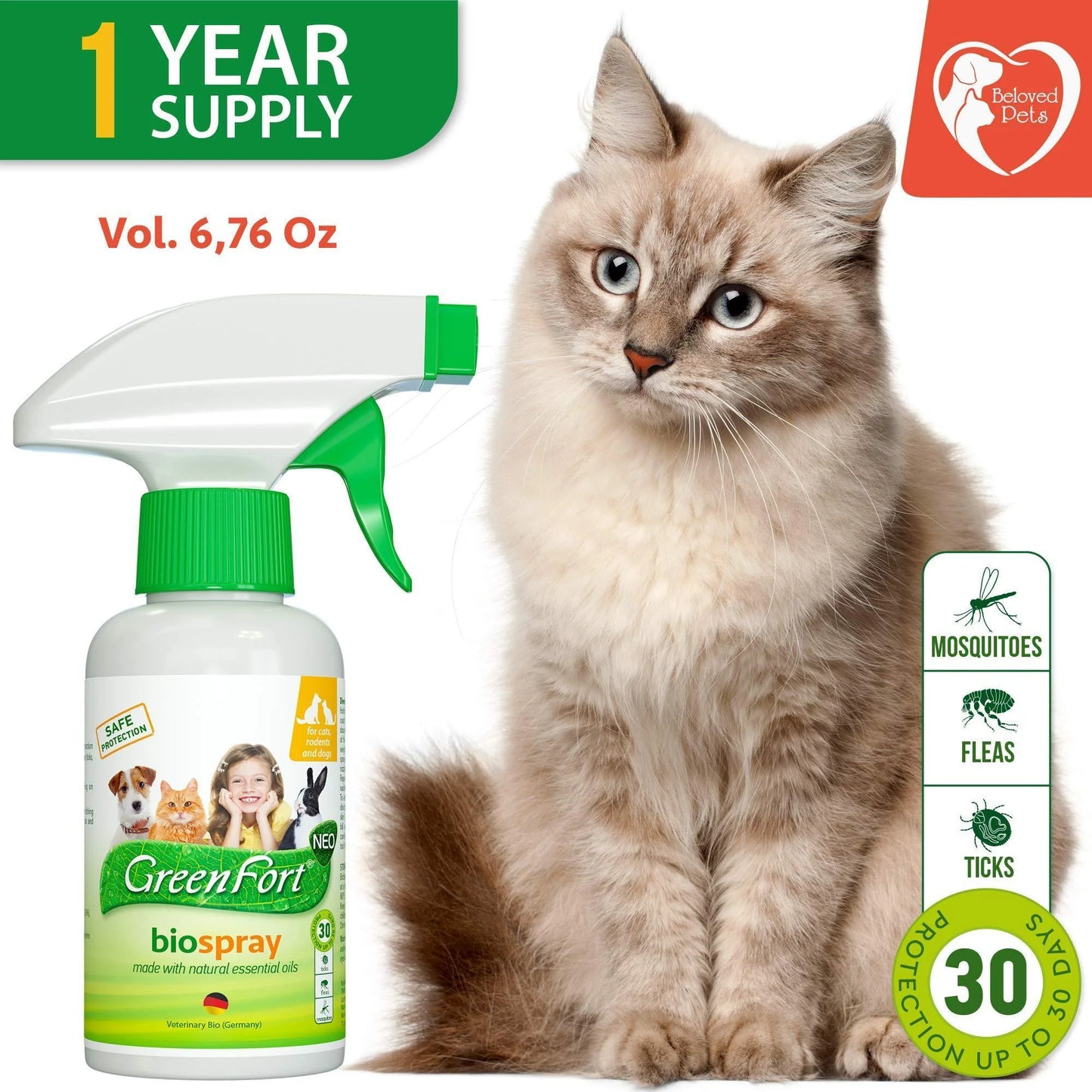 Flea & Tick Home Spray for Dogs Cats & Ferrets Mosquito Repellent